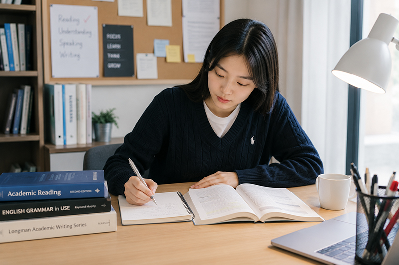 온라인 구문독해 학습을 하는 학생